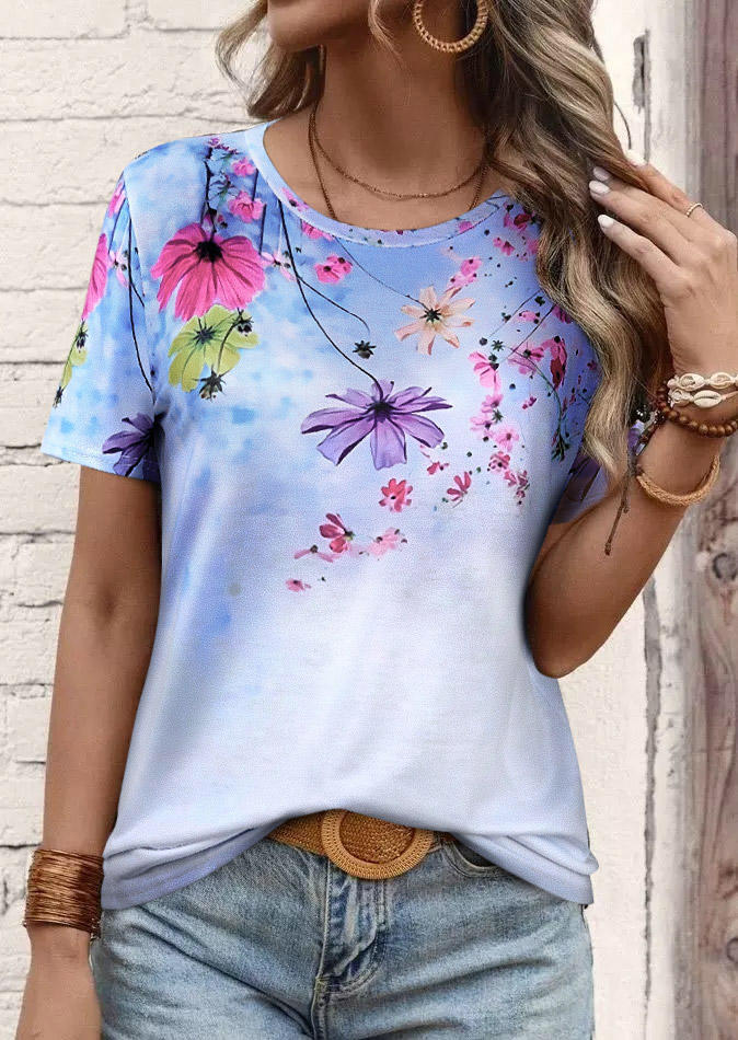 

Floral Casual O-Neck Blouse, Multicolor, SCM015728