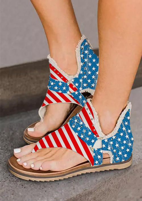 American Flag Flip Flops Flat Sandals