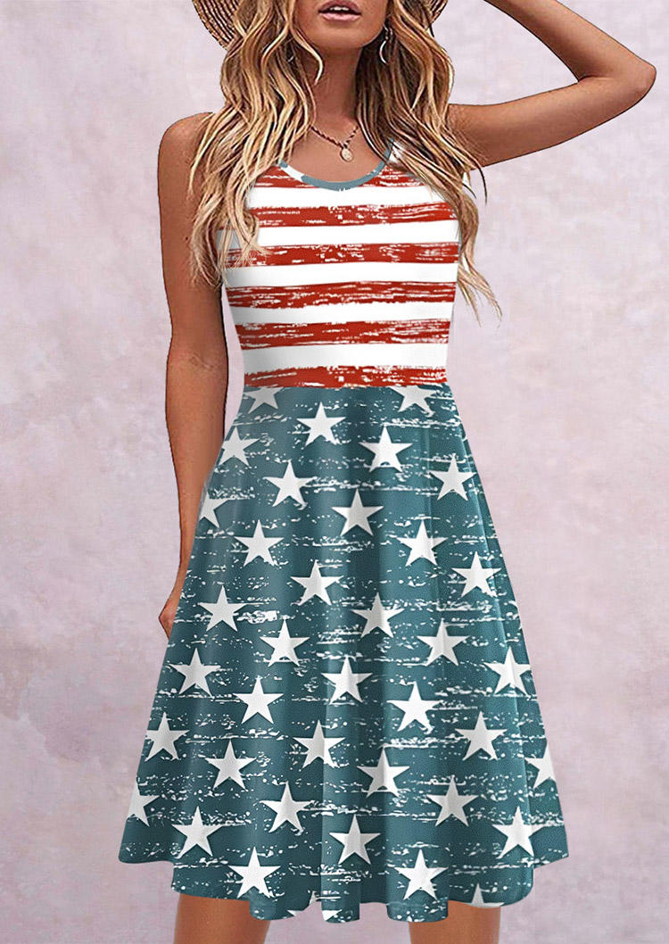 

American Flag Ruffled Mini Dress, Multicolor, SCM015937