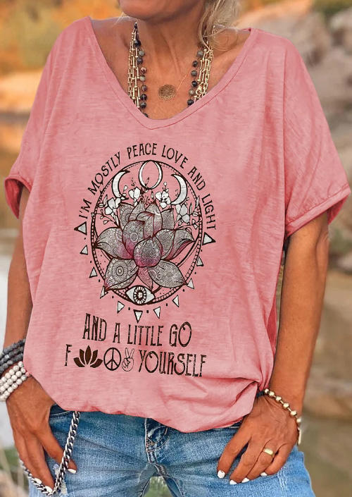 

I' Mostly Peace Love And Light Lotus Blouse - Pink, SCM016024