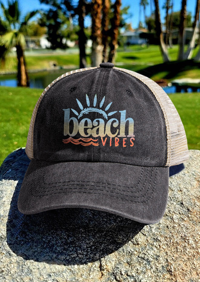 

Beach Vibes Hollow Out Mesh Baseball Cap - Black, SCM015861