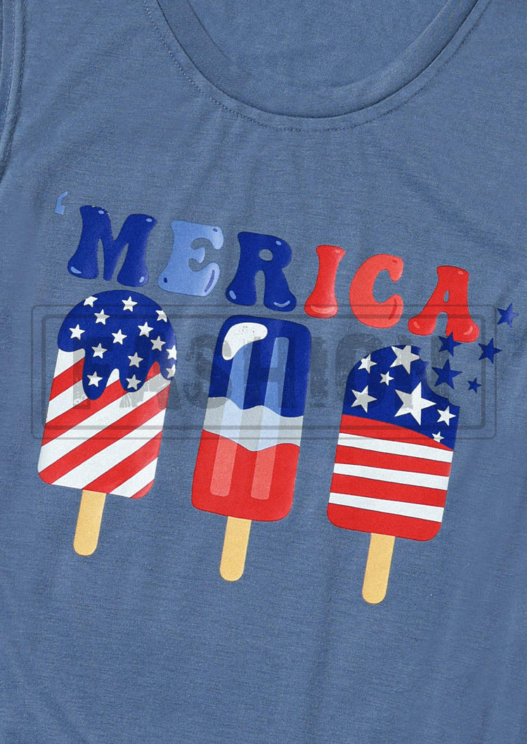 'Merica American Flag Ice Cream Tank - Blue