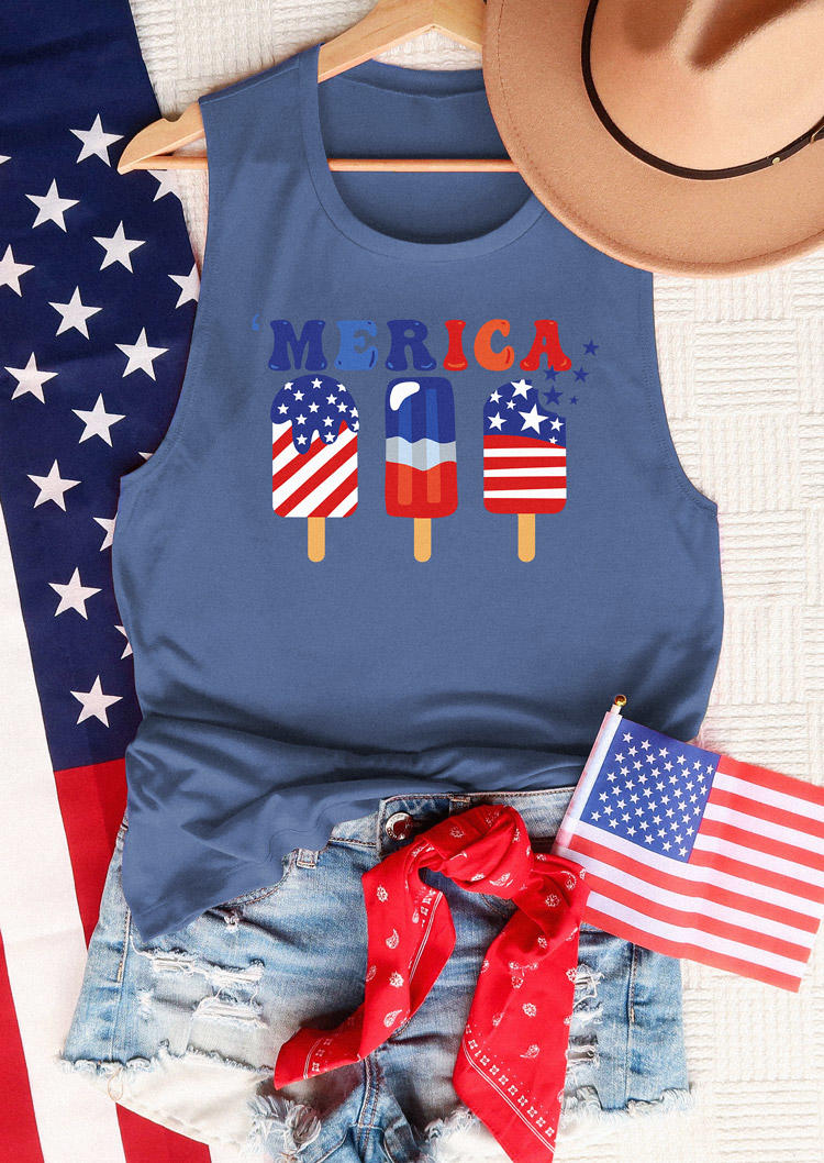 

'Merica American Flag Ice Cream Tank - Blue, SCM016046