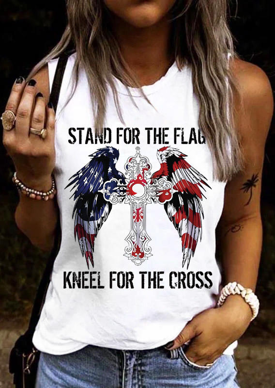 

Stand For The Flag Kneel For The Cross Wing Tank - White, SCM016057