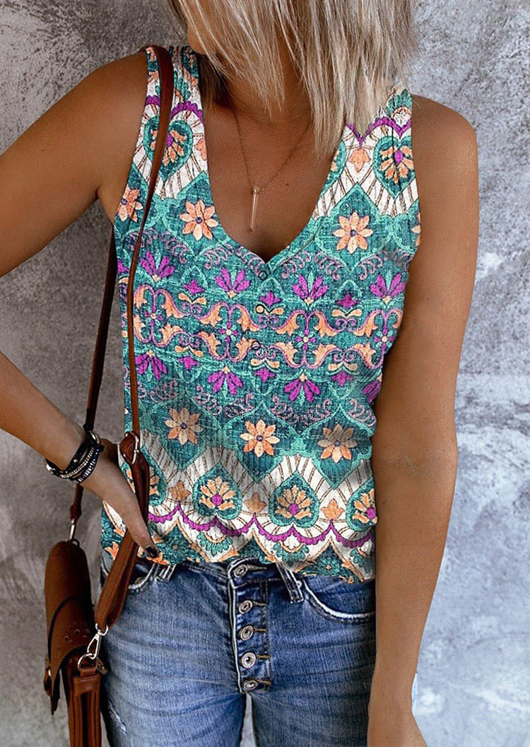 

Floral Snap Button Casual Tank, Multicolor, SCM015971