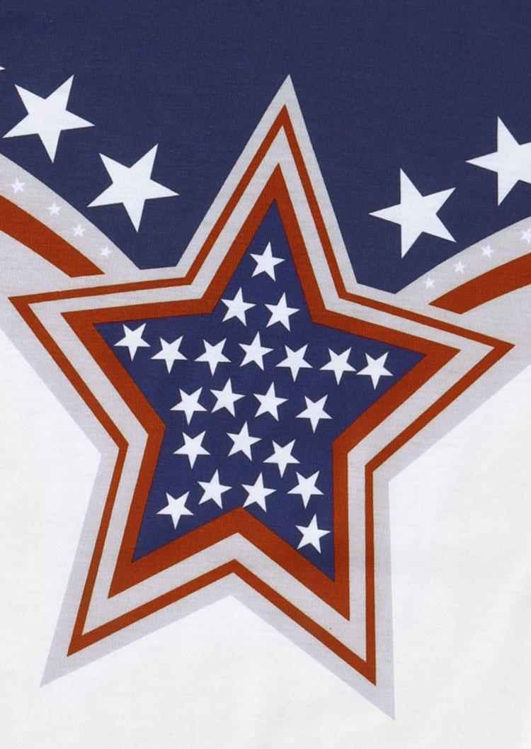 American Flag O-Neck T-Shirt Tee - White