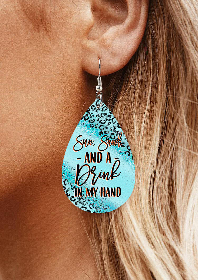 

Sun Sand And A Drink In My Hand Leopard Water Drop Earrings, Multicolor, SCM016127