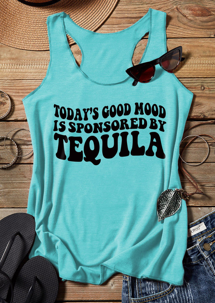 

Today' Good Mood Is Sponsored By Tequila Racerback Tank - Cyan, Blue, SCM016263