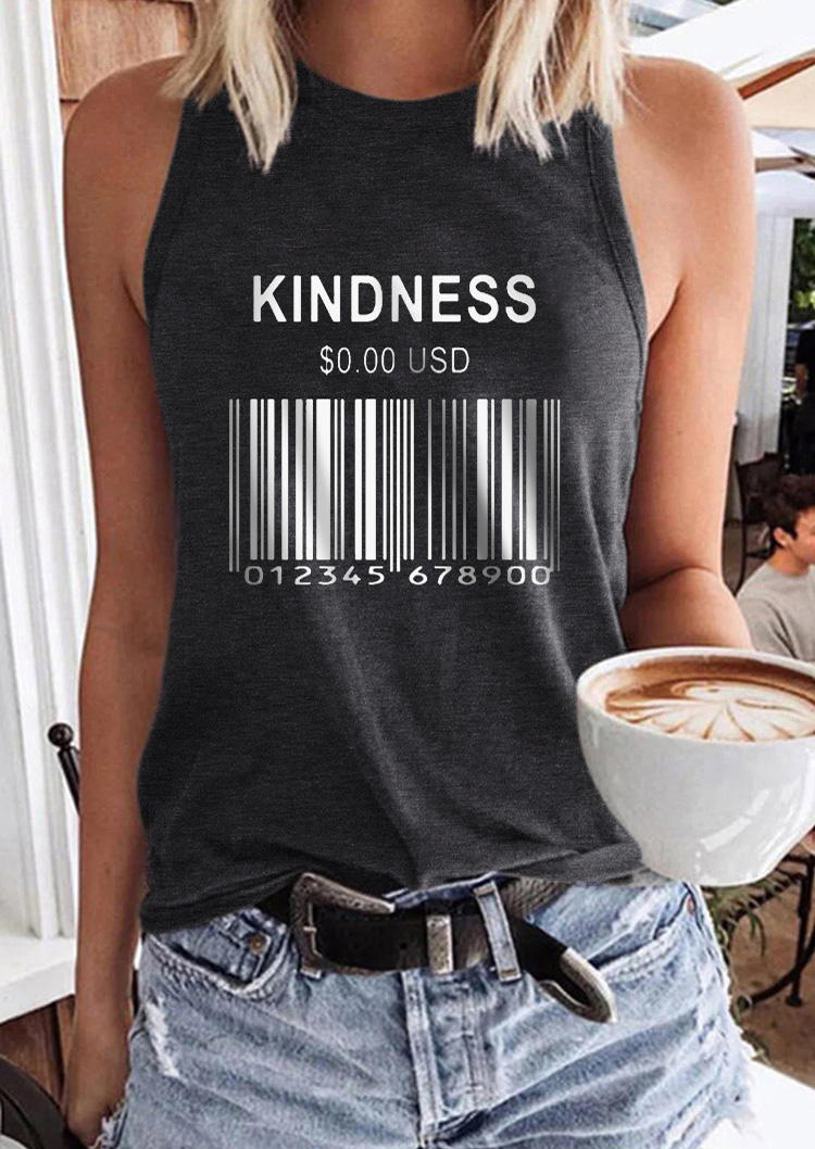 

Kindness Bar Code Racerback Tank - Dark Grey, Gray, SCM016297
