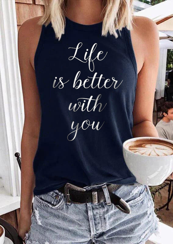 

Life Is Better With You Racerback Tank - Navy Blue, SCM016299