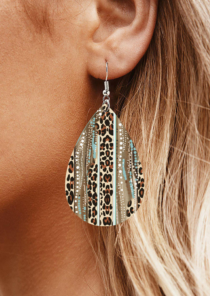 

Leopard Water Drop Hook Earrings, Multicolor, SCM015990