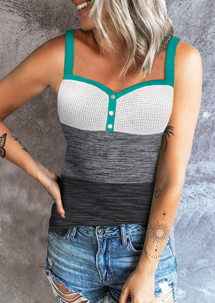 

Color Block Button Camisole, Multicolor, SCM016039