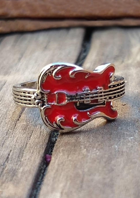

Guitar Casual Alloy Ring, Red, SCM016118
