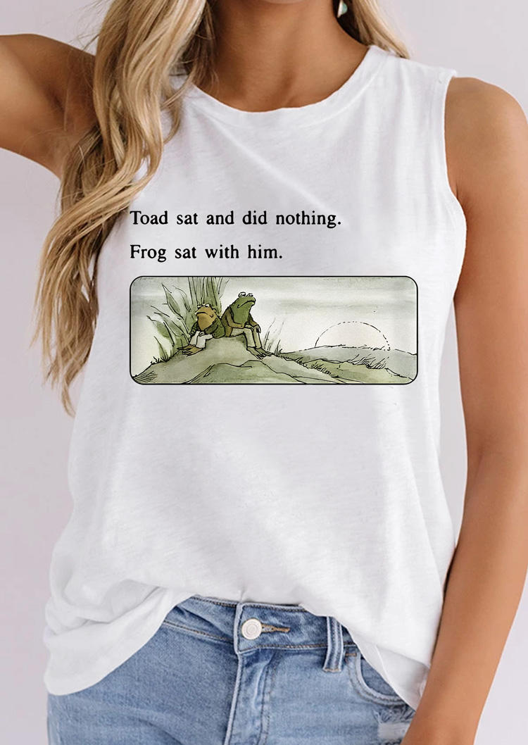 

Toad Sat And Did Nothing Frog Sat With Him Tank - White, SCM016283