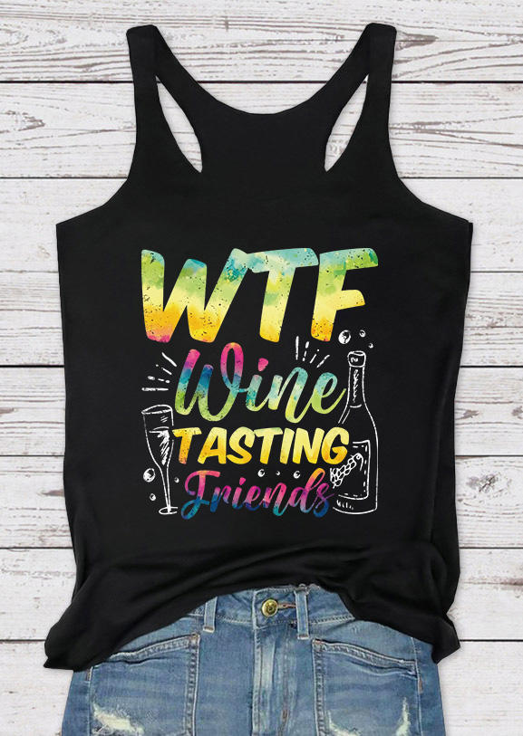 

Wtf Wine Tasting Friends Racerback Tank - Black, SCM016388