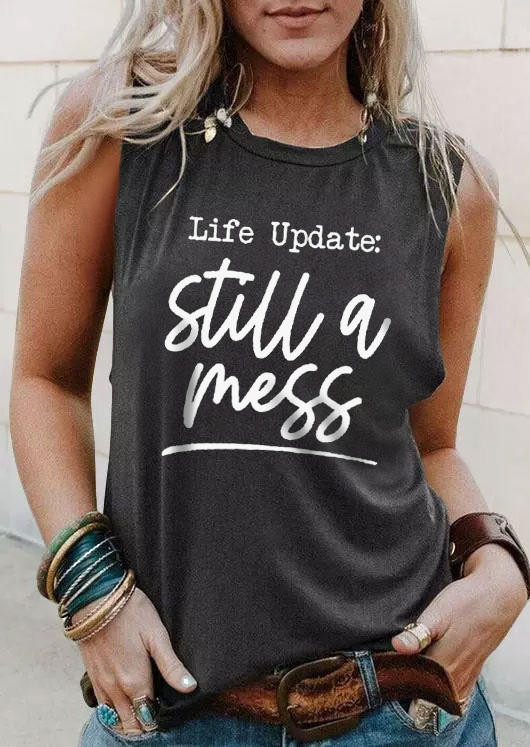 

Life Update Still A Mess Tank - Dark Grey, Gray, SCM016423