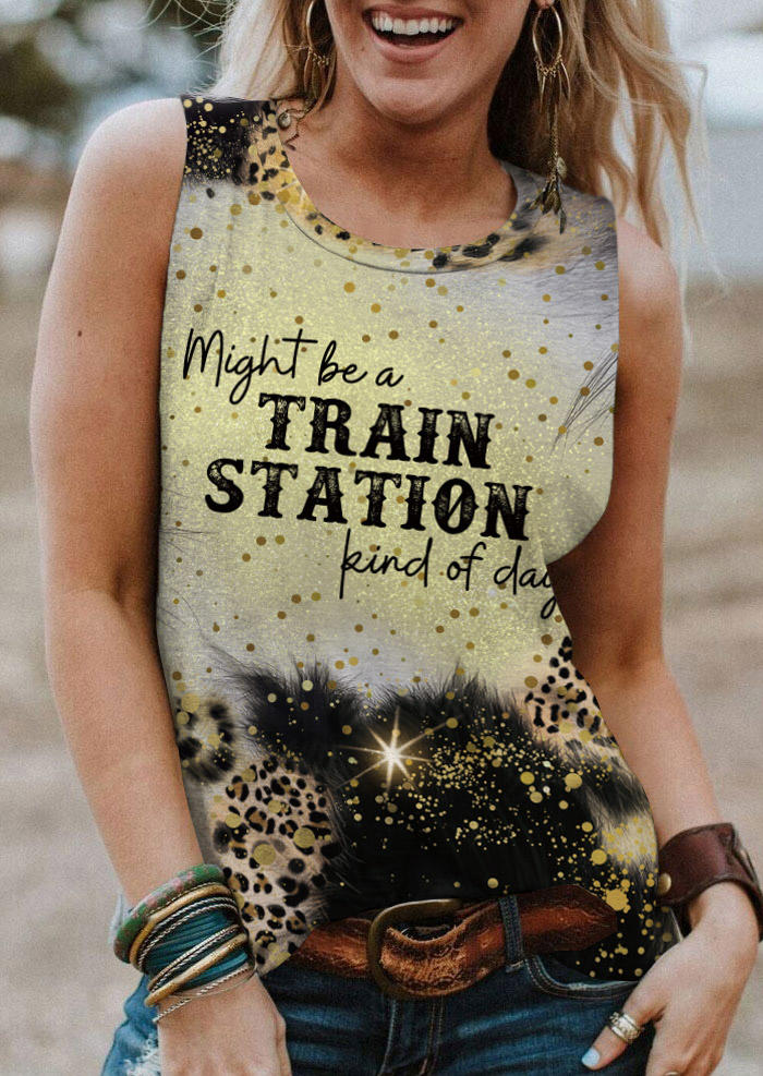 

Might Be A Train Station Kind Of Day Leopard Tank, Multicolor, SCM015892