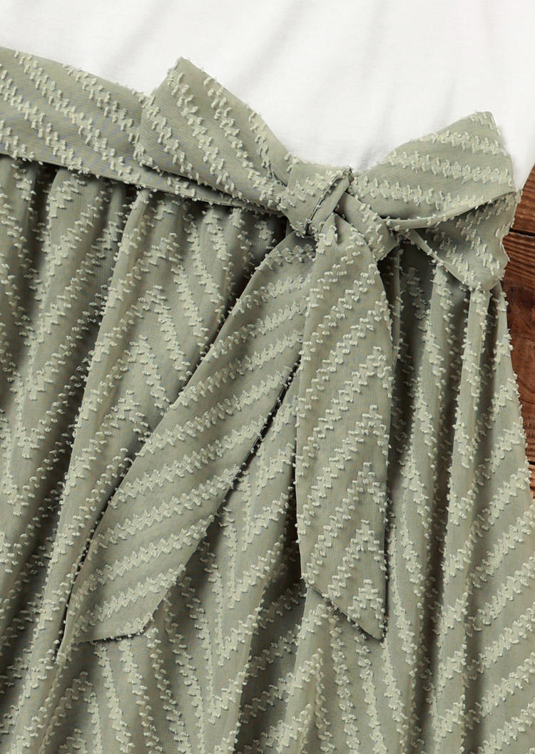 Color Block Lace Crochet Spaghetti Strap Mini Dress With Belt  - White