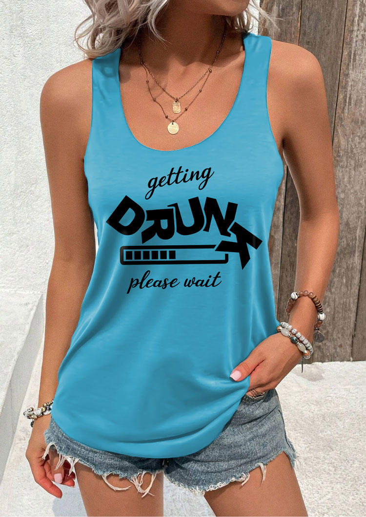 

Getting Drunk Please Wait Racerback Tank - Blue, SCM016401