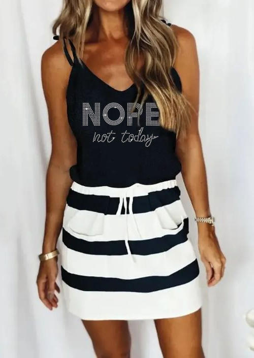 Nope Not Today Striped Pocket Drawstring Mini Dress