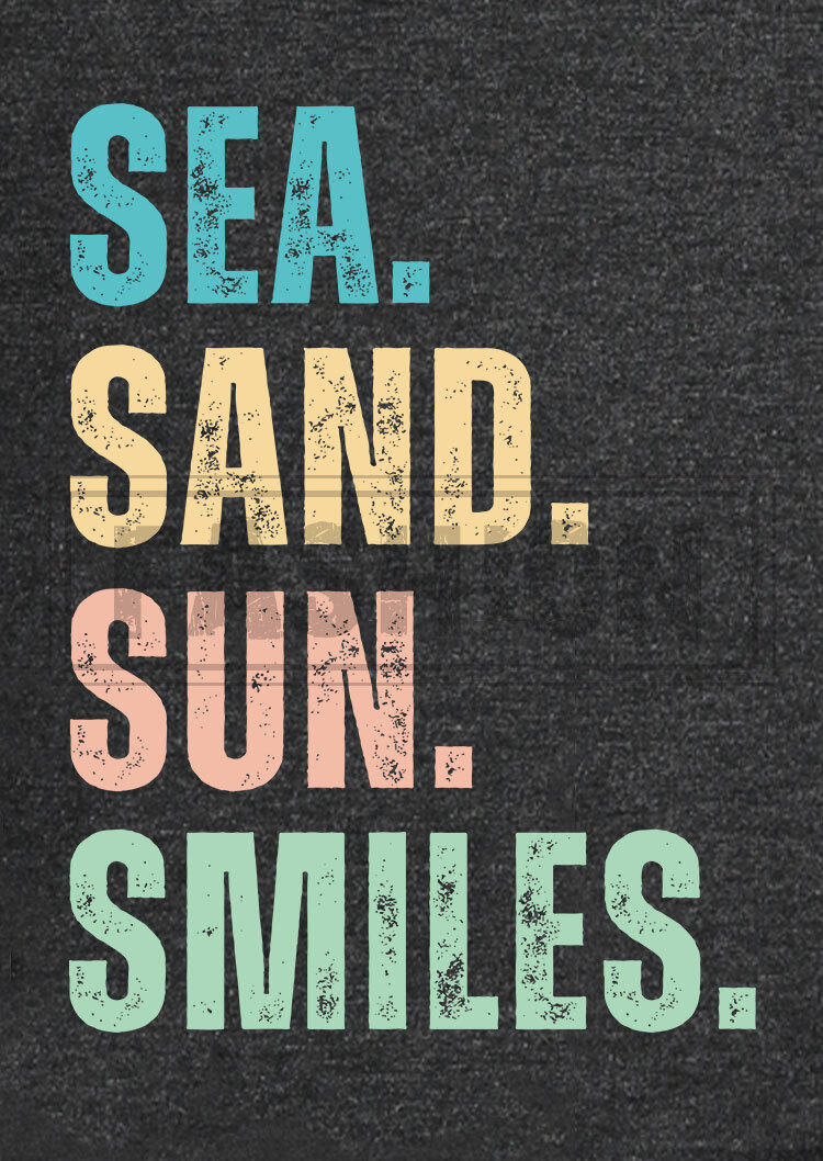 Sea Sand Sun Smiles Racerback Tank - Dark Grey