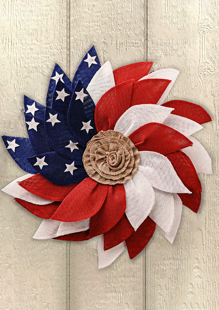 

American Flag Star Wall Door Decor Wreath, Multicolor, SCM016076