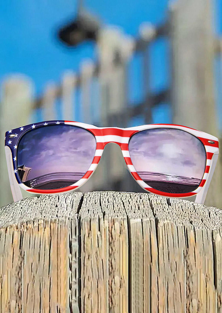 

American Flag Summer Plastic Frame Sunglasses, Blue;red, SCM016117