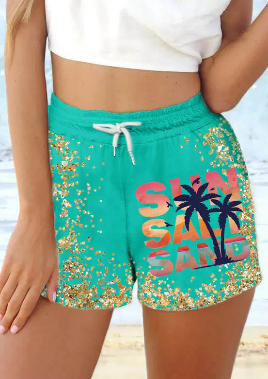 

Sun Salt Sand Coconut Tree Glitter Pocket Shorts - Lake Blue, SCM016184