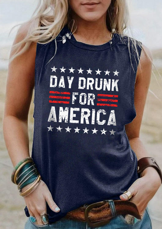 

Day Drunk For America Tank - Navy Blue, SCM016581