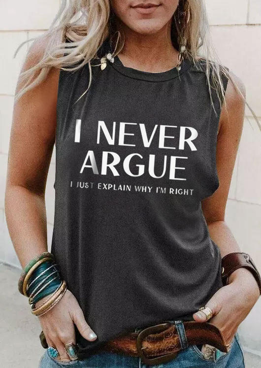 

I Never Argue I Just Explain Why I' Right Tank - Dark Grey, Gray, SCM016668