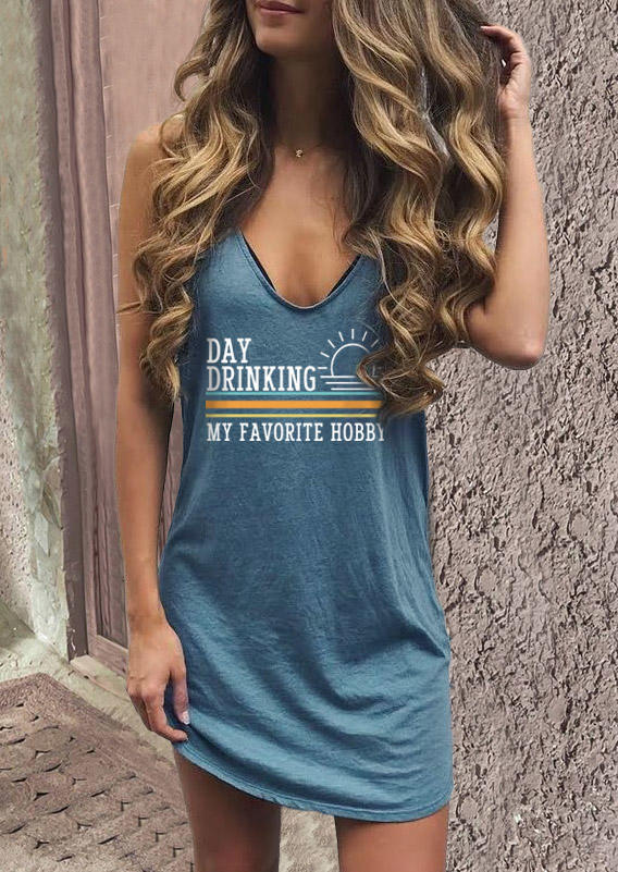 

Day Drinking My Favorite Hobby Mini Dress, Multicolor, SCM016610