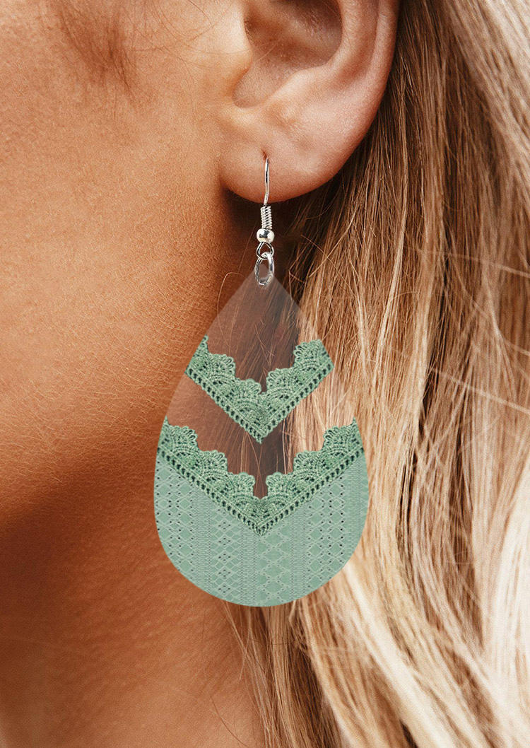 

Acryl Water Drop Hook Earrings, Green, SCM016619