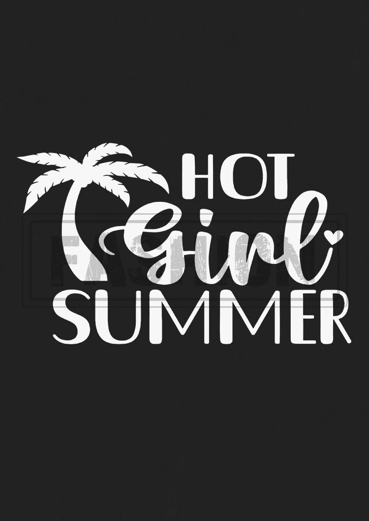 Hot Girl Summer Coconut Tree Racerback Tank - Black