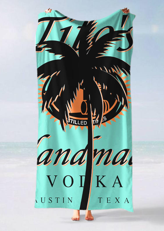 

Drinks Letter Graphic Coconut Tree Beach Blanket, Multicolor, SCM016676