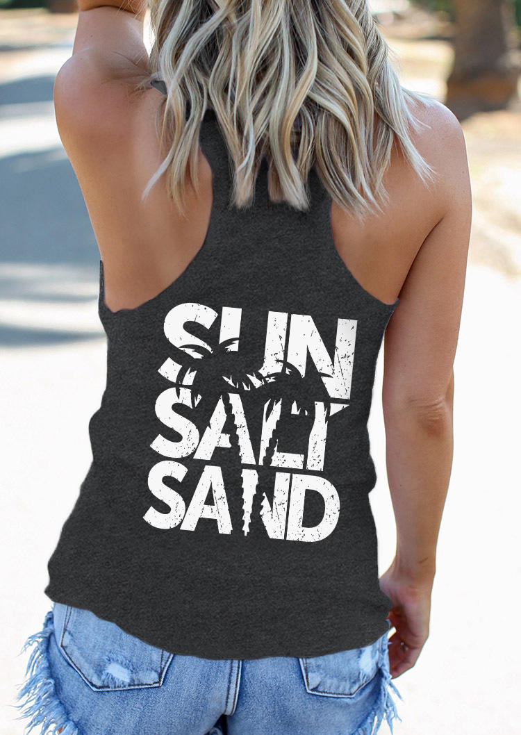 

Sun Salt Sand Coconut Tree Racerback Tank - Dark Grey, Gray, SCM016726