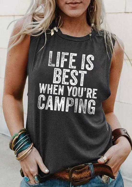 

Life Is Best When You're Camping Tank - Dark Grey, Gray, SCM016769