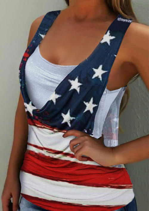 

American Flag Fake Two-Piece Tank, Multicolor, SCM016103