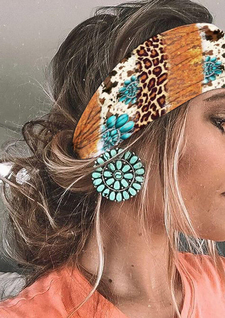

Leopard Bohemian Yoga Wide Headband, Multicolor, SCM016620