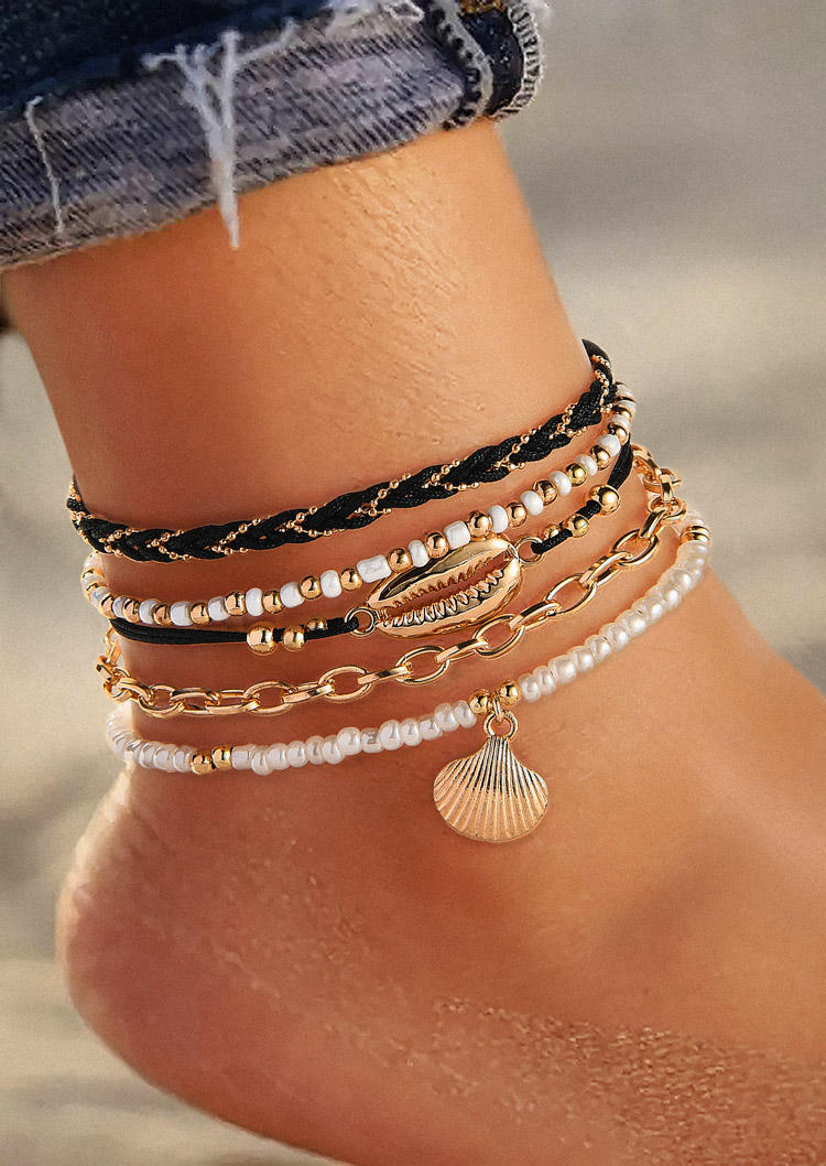 

5Pcs Shell Beading Anklet Set, Multicolor, SCM016682