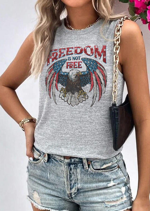 

Freedom Is Not Free Eagle Tank - Light Grey, Gray, SCM016716