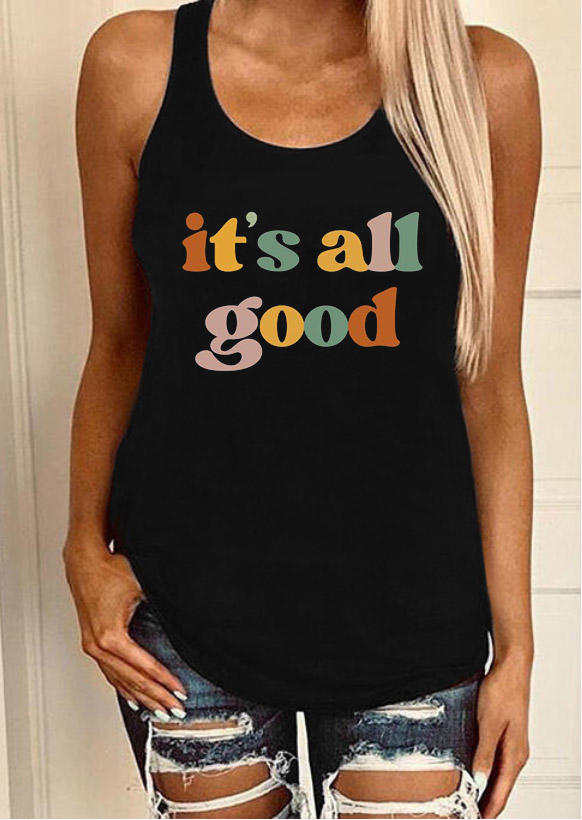 

It's All Good Racerback Tank - Black, SCM016817