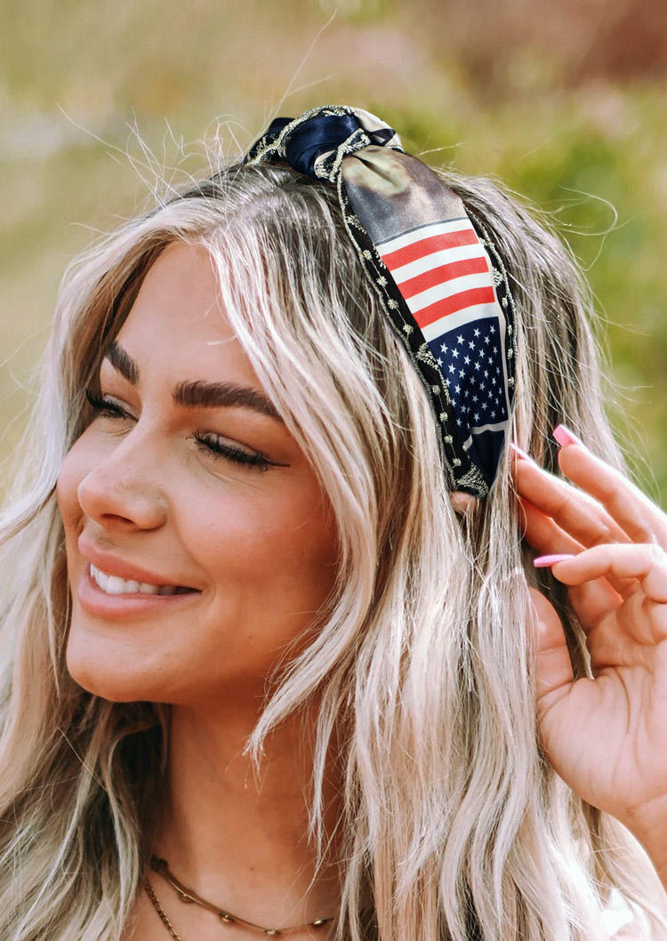 

American Flag Lace Splicing Knot Headband, Multicolor, SCM016685