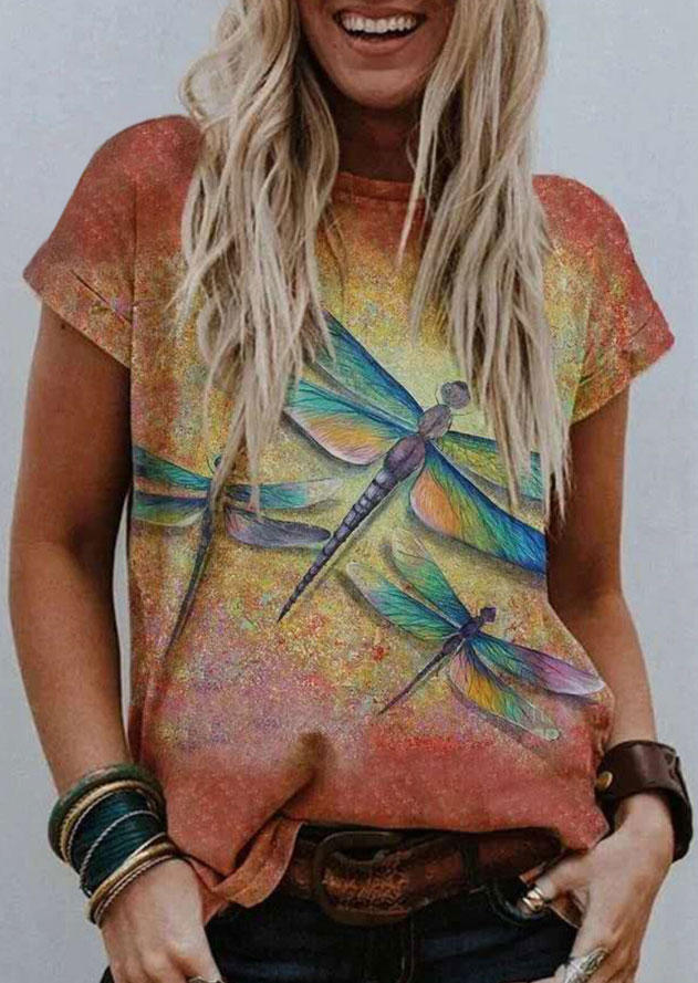 

Dragonfly Tie Dye T-Shirt Tee, Multicolor, SCM016723