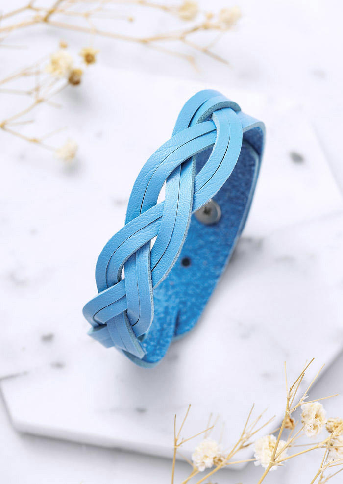 

Braid Leather Adjustable Strap Bracelet, Blue, SCM016739