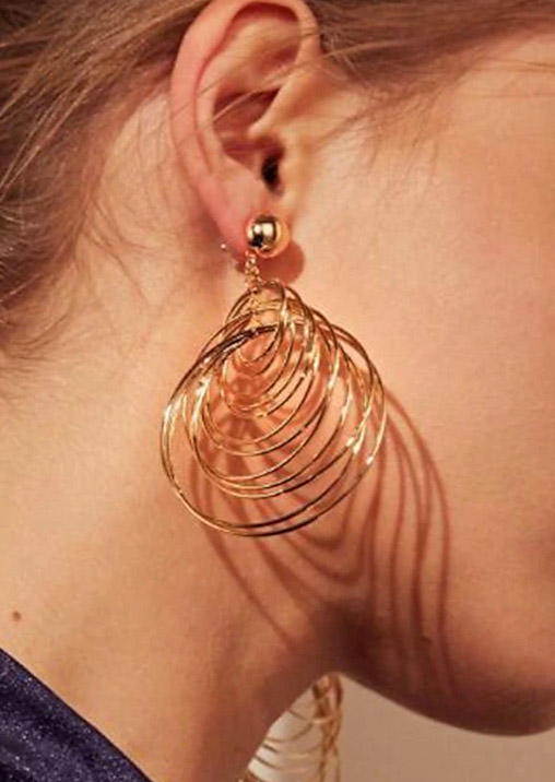 

Multiple Circles Alloy Earrings, Gold, SCM016744