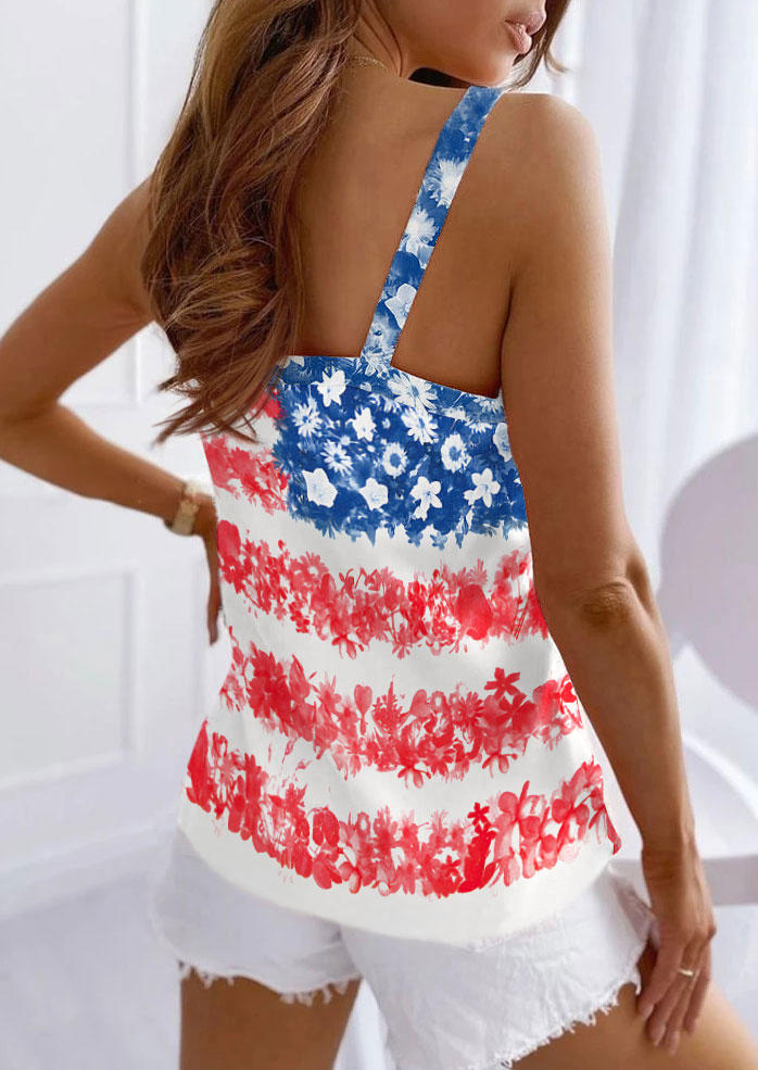 American Flag Floral Open Back Tank