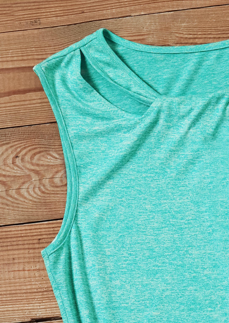 Hollow Out O-Neck Tank - Green