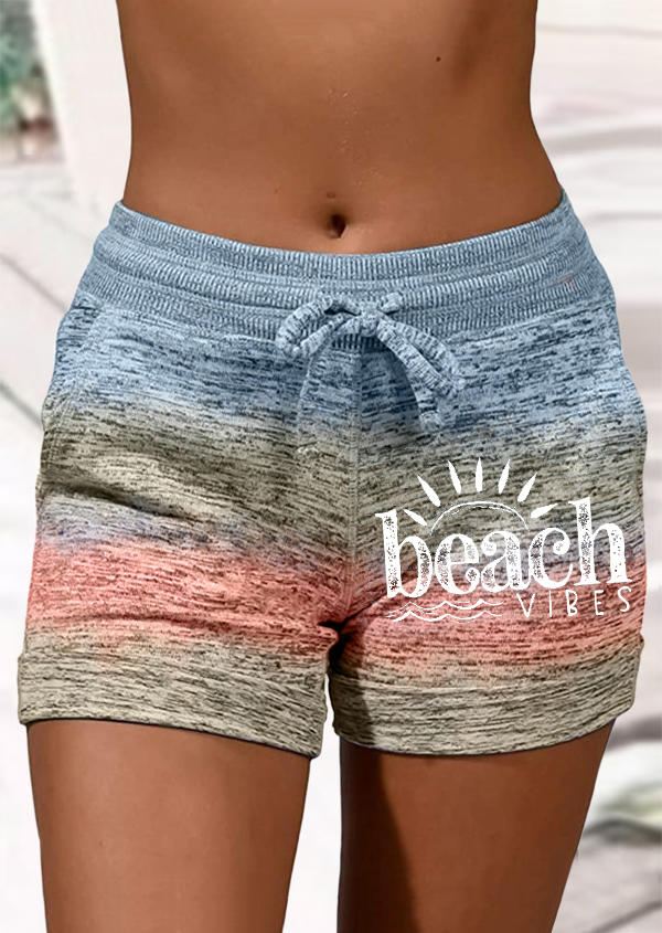 

Beach Vibes Gradient Pocket Drawstring Shorts, Multicolor, SCM016727