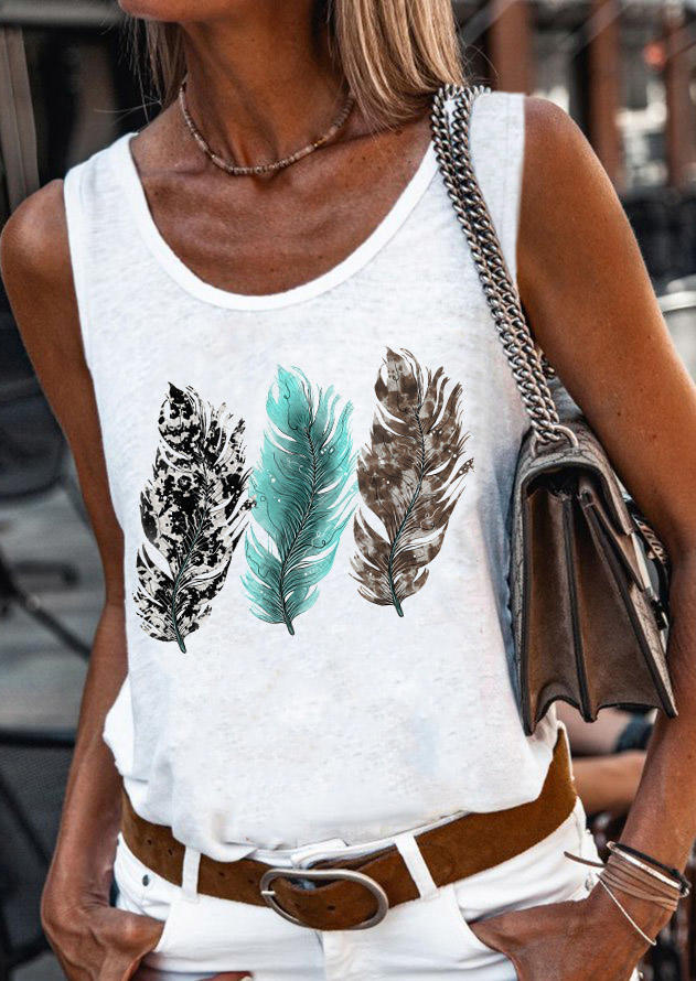 

Feather O-Neck Tank - White, SCM016732