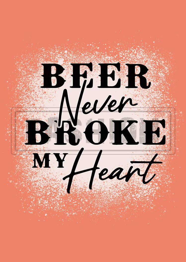 Beer Never Broke My Heart Bleached Tank - Orange